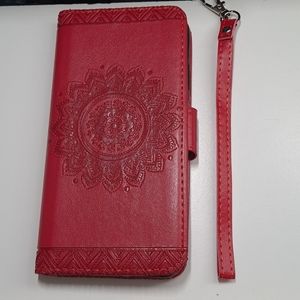 case for iphone xs max 6.5" color red leather new
